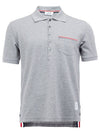 Men's Three Stripes Pocket Mercerized Short Sleeve Polo Shirt Light Grey - THOM BROWNE - BALAAN 1