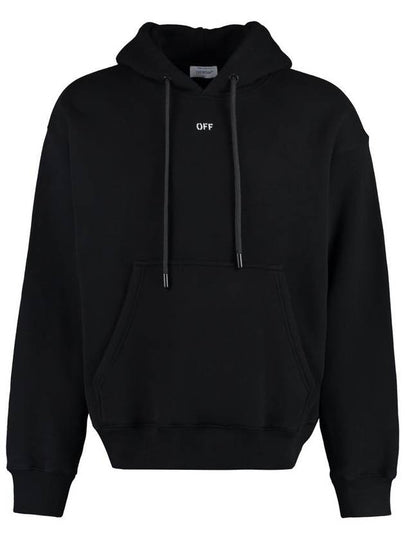 Logo Print Cotton Hoodie Black - OFF WHITE - BALAAN 2