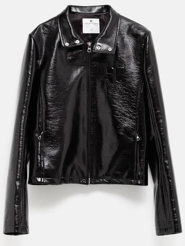 Embossed Logo Patent Biker Jacket 324CBL195VY0014 - COURREGES - BALAAN 2