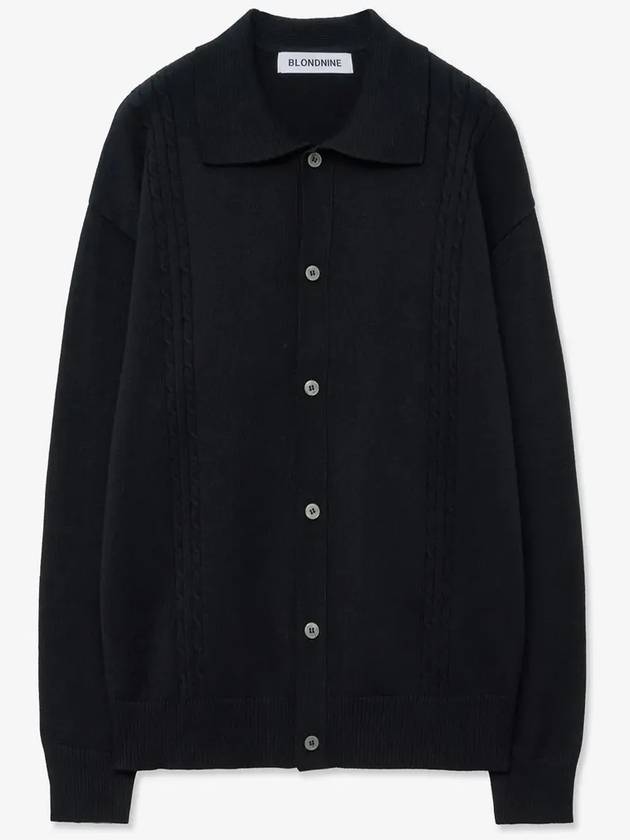 Soft cable collar cardigan black - BLONDNINE - BALAAN 1