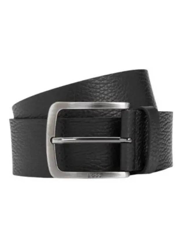 Men's Logo Calf Leather Belt Black - HUGO BOSS - BALAAN 2