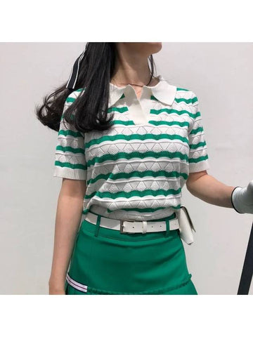 golf knit green bodice punching collar golf knit - LOLOALLOY - BALAAN 1