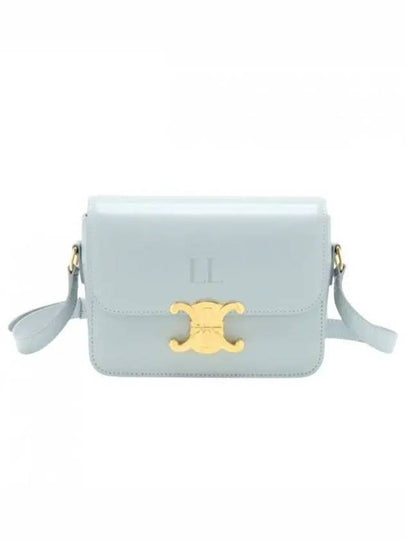 Teen Triomphe Shiny Calfskin Cross Bag Soft Blue - CELINE - BALAAN 2