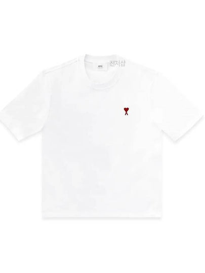 Small Heart Logo Boxy Fit Short Sleeve T-Shirt White - AMI - BALAAN 2