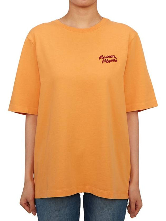 Handwriting Logo Cotton Short Sleeve T-Shirt Orange - MAISON KITSUNE - BALAAN 2