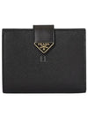 Small Smooth Saffiano Leather Half Wallet Black - PRADA - BALAAN 2