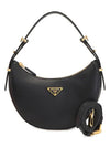 Arque Leather Shoulder Bag Black - PRADA - BALAAN 2