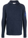 Geelong Wool Embroidery Knit Hoodie Navy - STONE ISLAND - BALAAN 1