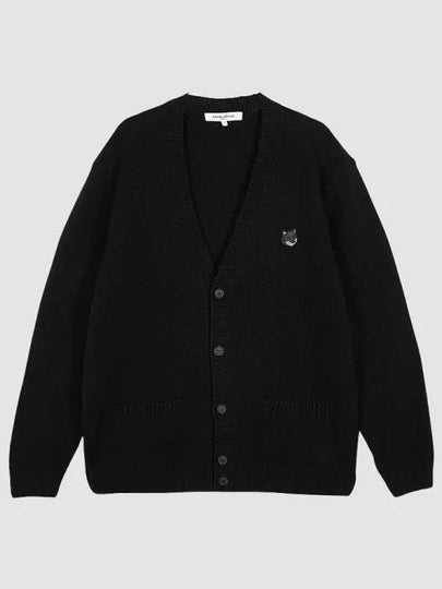 Bold Fox Head Patch Regular Lambswool Cardigan Black - MAISON KITSUNE - BALAAN 2