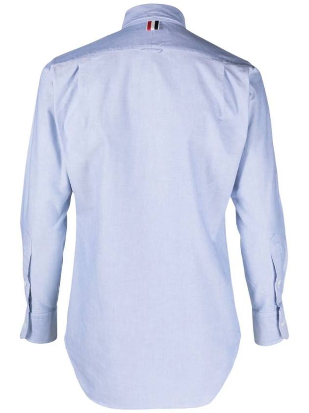 Men's Logo Patch Classic Cotton Long-Sleeved Shirt White Light Blue - THOM BROWNE - BALAAN 3