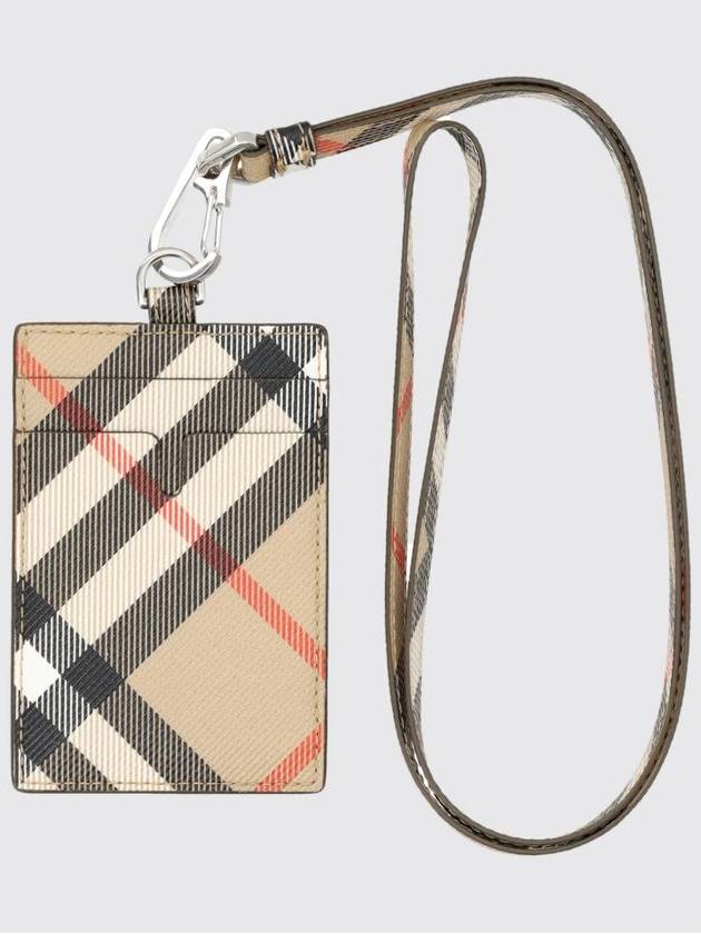 Check Lanyard Neck Strap Card Wallet Sand - BURBERRY - BALAAN 3