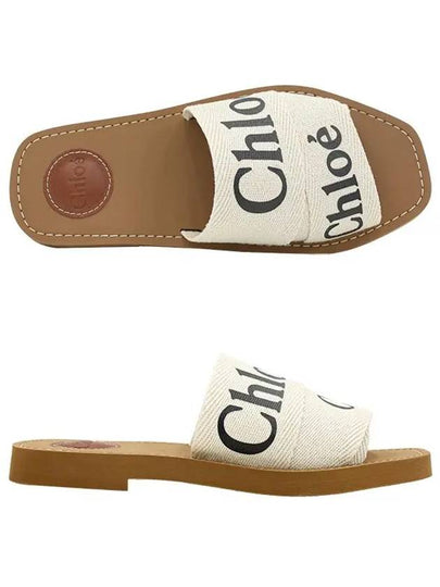 Woody Logo Flat Mule Slippers White - CHLOE - BALAAN 2