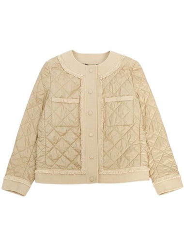 Ferro Short Quilted Fringing Jacket Beige - MAX MARA - BALAAN 1