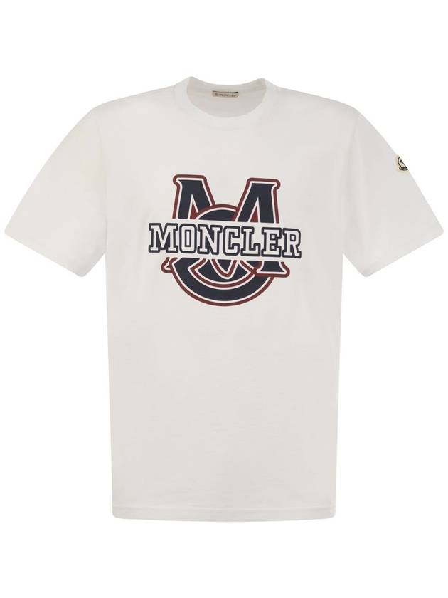 T-shirt with cotton varsity logo pattern - MONCLER - BALAAN 1