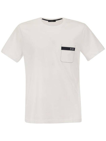 Cotton T-shirt with pocket - FAY - BALAAN 1