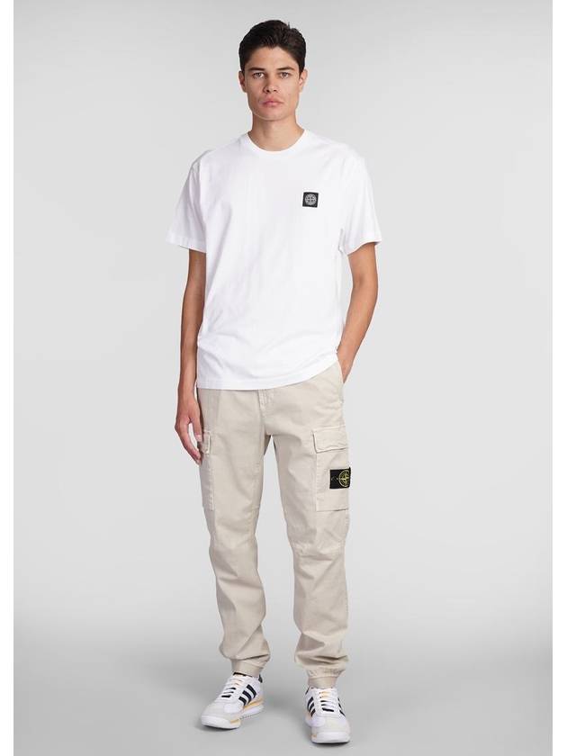 Stretch Cotton Cargo Straight Pants White - STONE ISLAND - BALAAN 3