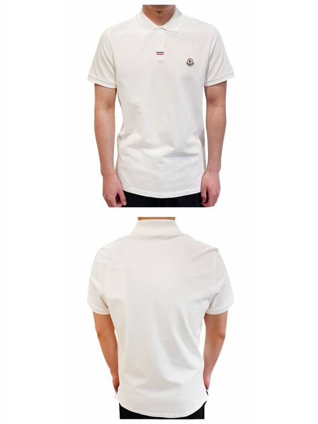 Logo Patch Short Sleeve Polo Shirt White - MONCLER - BALAAN 5