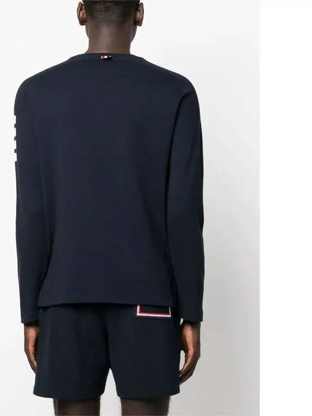 4-Bar Striped Cotton Long Sleeve T-Shirt Navy - THOM BROWNE - BALAAN 6