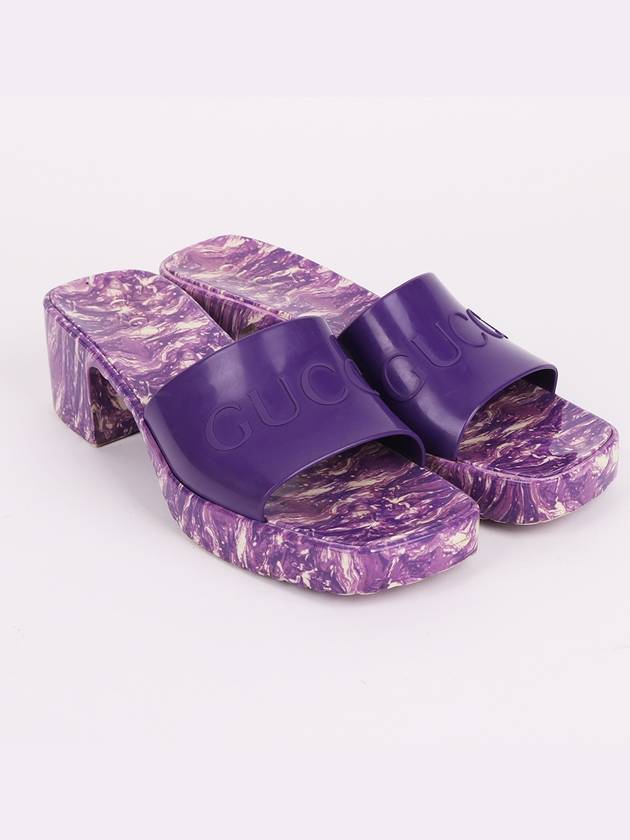 Logo Marble Sole Purple Women s Slides 700989 - GUCCI - BALAAN 4