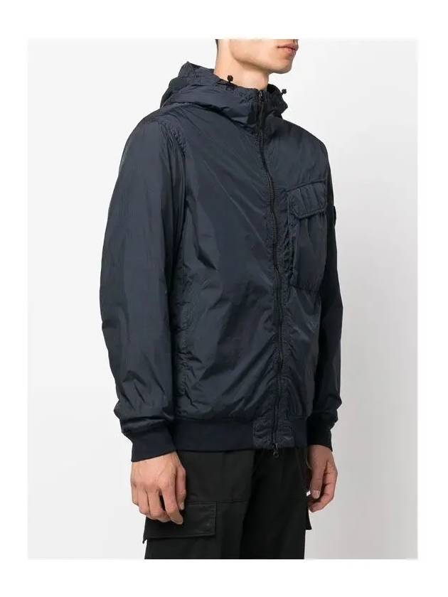 Wappen Patch Nylon Crinklips Hoodie Jacket Navy Blue - STONE ISLAND - BALAAN.