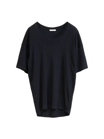 U-Neck Cotton Short Sleeve T-Shirt Black - LEMAIRE - BALAAN 1