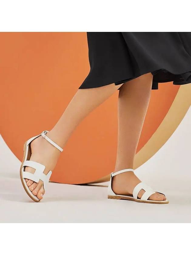 Santorini Calfskin Sandals Blanc - HERMES - BALAAN 3