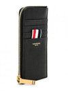 Stripe Zip Around Pebble Grain Leather Card Wallet Black - THOM BROWNE - BALAAN 5