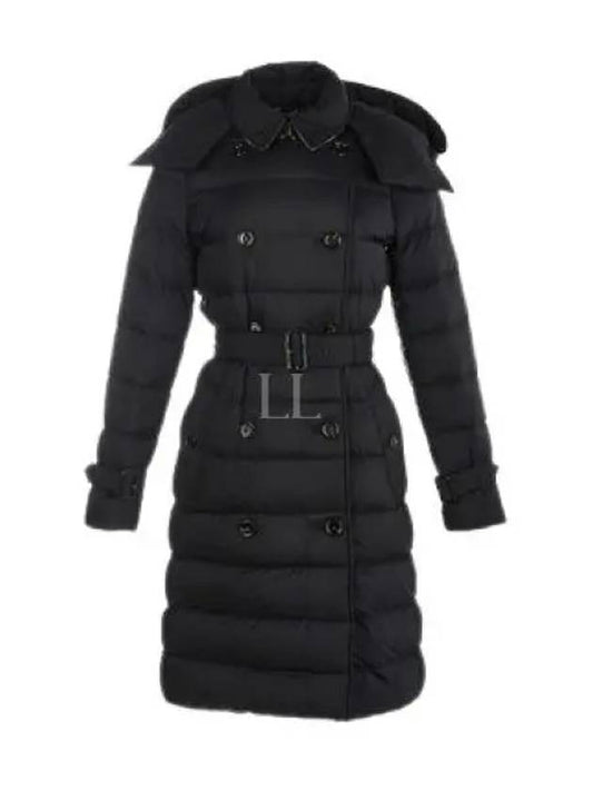 Women's Double Breasted Hooded Padded Black - BURBERRY - BALAAN 2