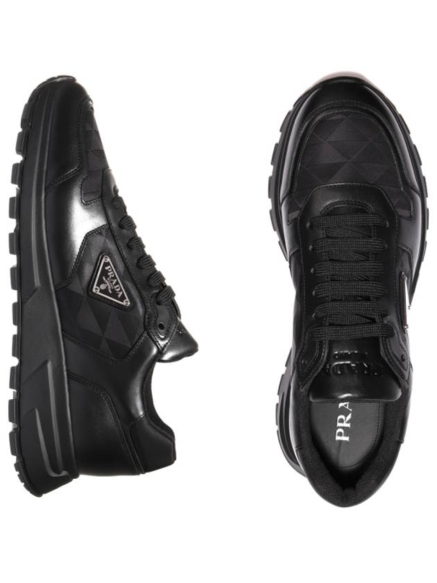 Leather Re-Nylon High Top Sneakers Black - PRADA - BALAAN 2