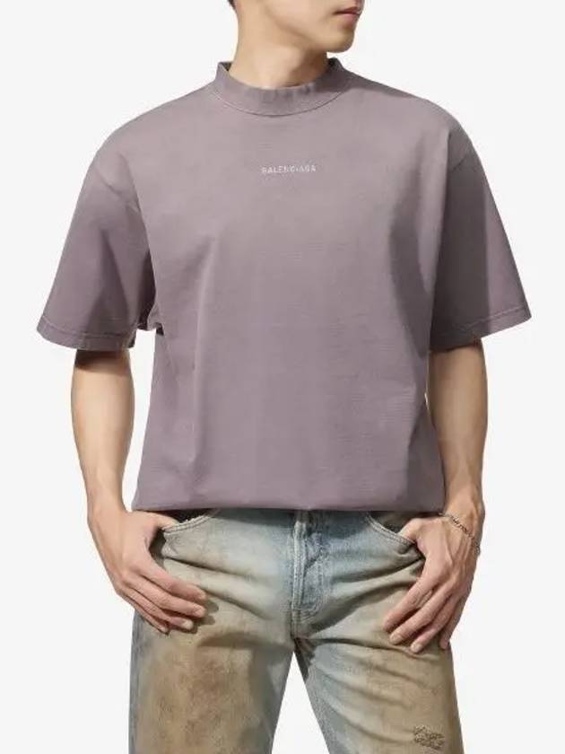 Logo Print Short Sleeve T-Shirt Purple - BALENCIAGA - BALAAN 2