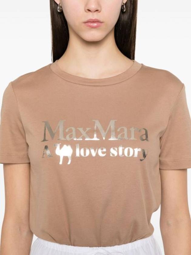 Quieto Cotton Short Sleeve T-Shirt Brown - S MAX MARA - BALAAN 4