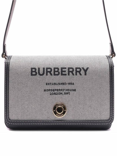 Horseferry Print Cotton Canvas Leather Cross Bag Black - BURBERRY - BALAAN 2