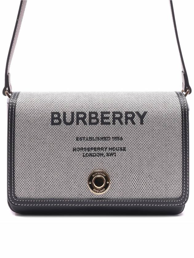 Horseferry Print Cotton Canvas Leather Cross Bag Black - BURBERRY - BALAAN 3