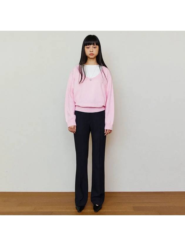 Wide Round Neck Knit Top Pink - LESEIZIEME - BALAAN 3