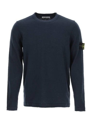 Wappen Patch Crew Neck Knit Top Navy - STONE ISLAND - BALAAN 1