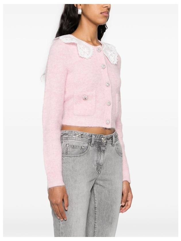 Women's Fluffy Rib Knit Cardigan Pink - SELF PORTRAIT - BALAAN 3