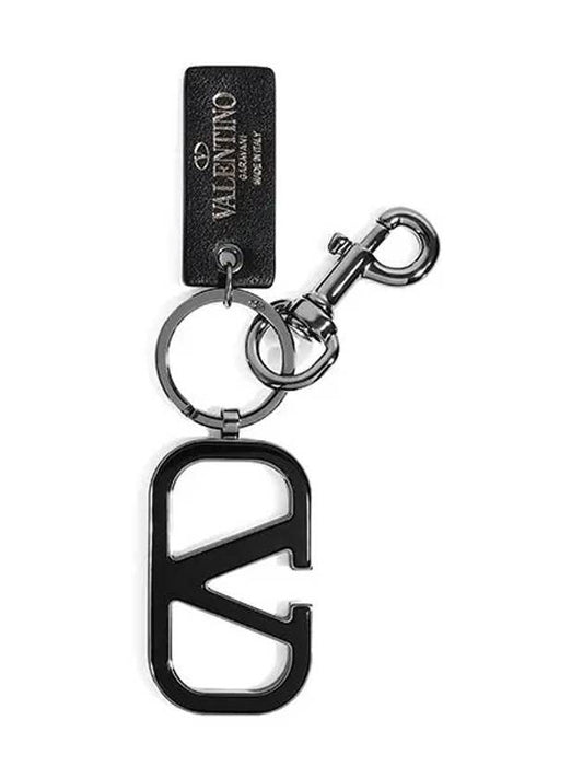 V logo signature key holder black - VALENTINO - BALAAN.