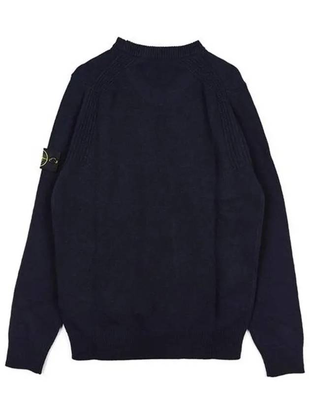 Men's Waffen Patch Round Neck Knit Top Navy - STONE ISLAND - BALAAN 4