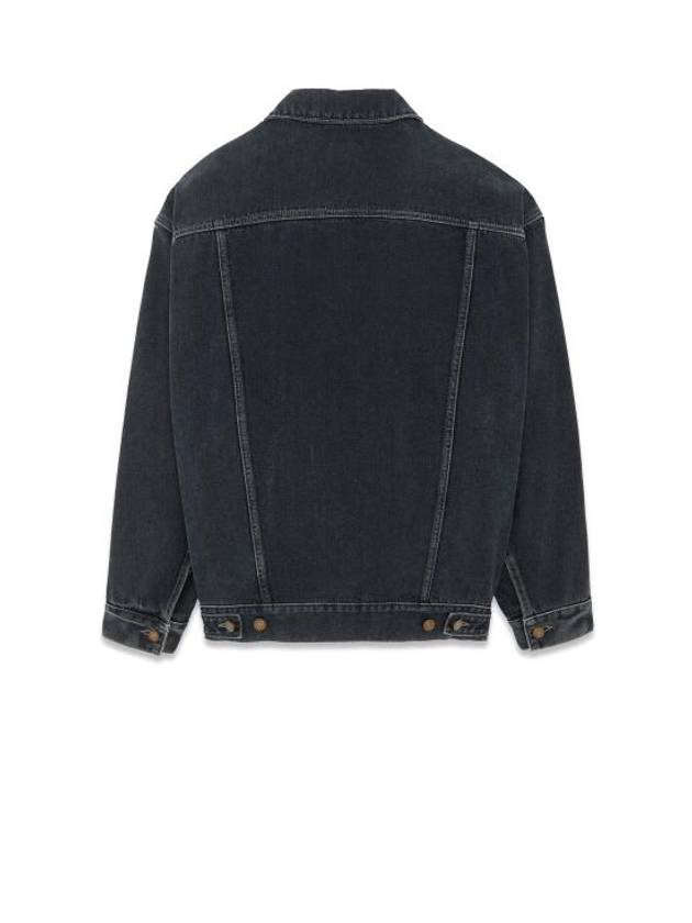 Egg Shape Denim Jacket Dark Blue Black - SAINT LAURENT - BALAAN 3