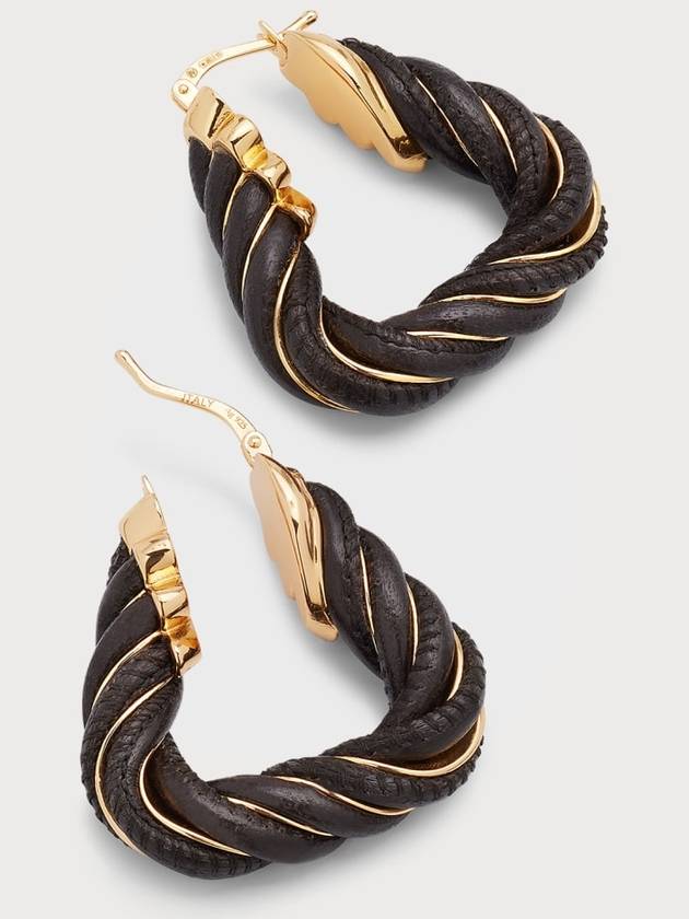 Twisted Triangle Hoop Earrings Brown - BOTTEGA VENETA - BALAAN 4