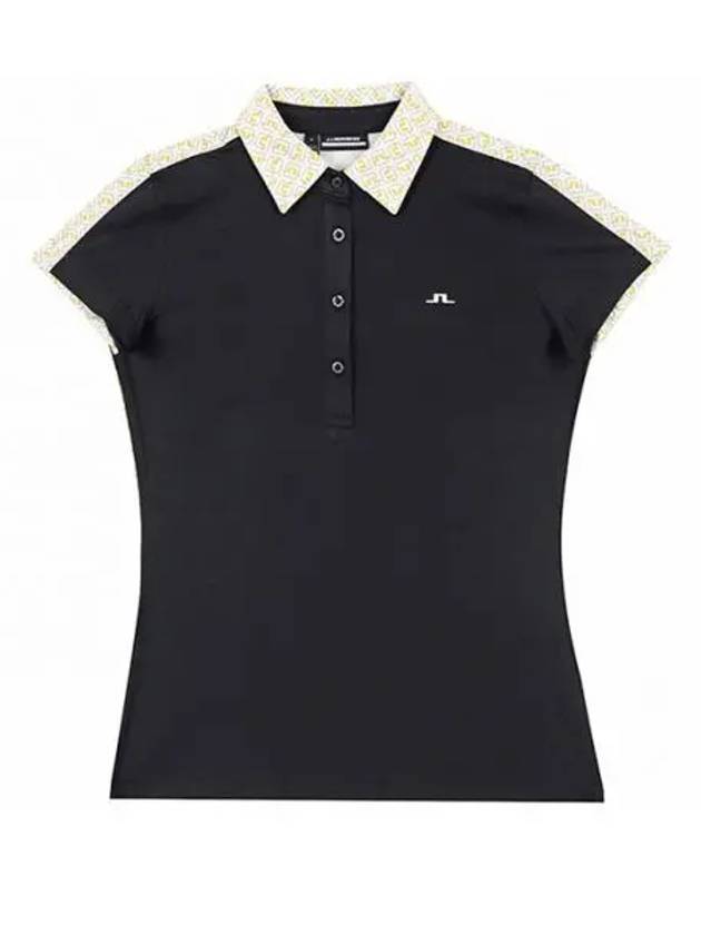 Women's Collar CARA Polo Short Sleeve T-Shirt Black - J.LINDEBERG - BALAAN 2