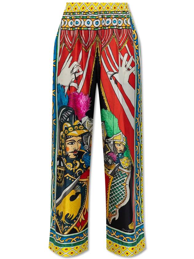 Dolce & Gabbana Silk Trousers With Carretto Pattern, Women's, Multicolour - DOLCE&GABBANA - BALAAN 1