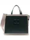 Signature V Logo Canvas Leather Tote Bag Natural Green - VALENTINO - BALAAN 3