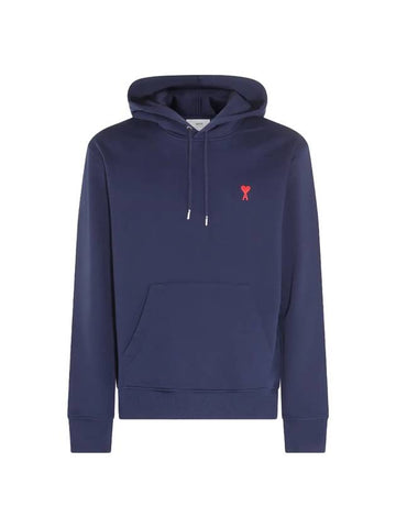 Small Heart Logo Cotton Hoodie Blue - AMI - BALAAN 1