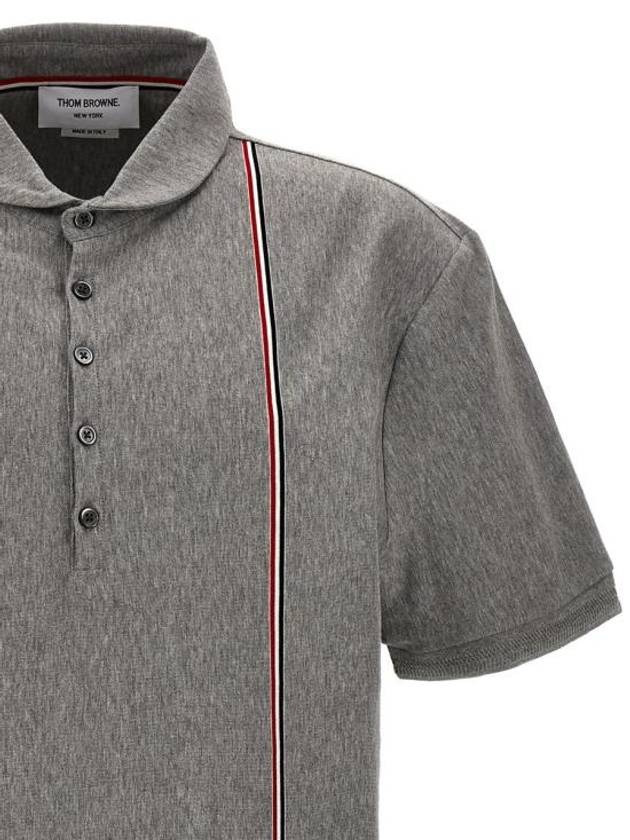 RWB Stripe Polo Shirt Grey - THOM BROWNE - BALAAN 4