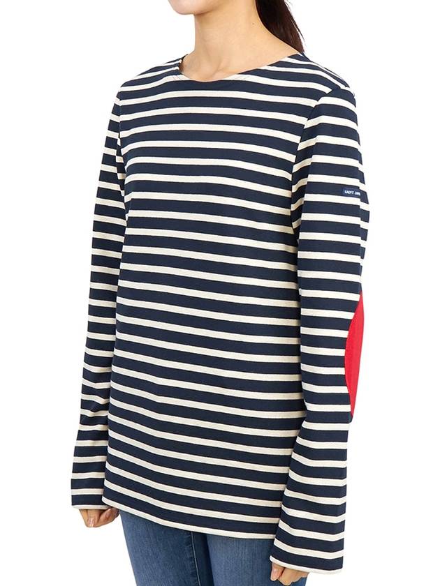 Meridien Mode Elbow Patch Striped Long Sleeve T-Shirt Marine Ecru - SAINT JAMES - BALAAN 7