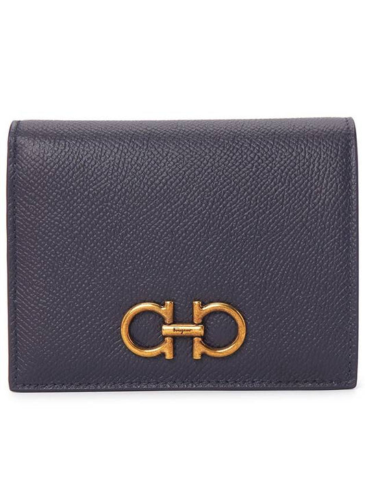 Gancini Compact Half Wallet Blue - SALVATORE FERRAGAMO - BALAAN 2