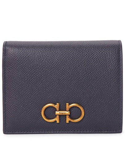 Gancini Compact Half Wallet Blue - SALVATORE FERRAGAMO - BALAAN 2