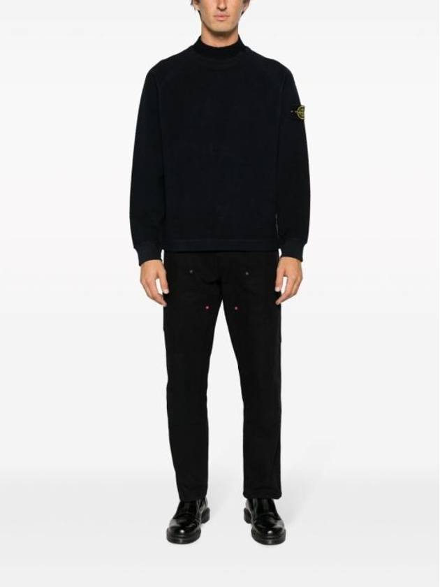 Garment Dyed Gauze Mock Neck Sweatshirt Navy - STONE ISLAND - BALAAN 3