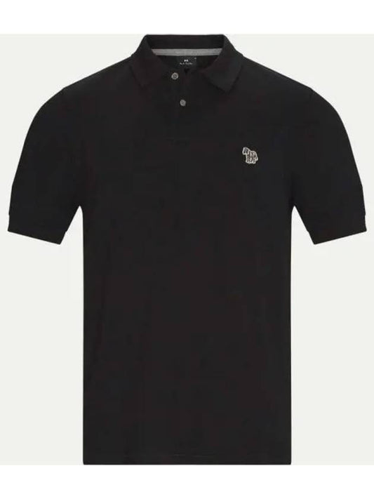 Regular Fit Zebra Logo Short Sleeve Polo Shirt Black - PAUL SMITH - BALAAN 2